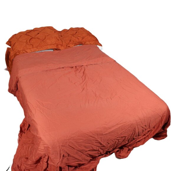 Linden Street 100% Egyptian Cotton Flat Sheet Queen/Small King Size Terracotta - Picture 2 of 6